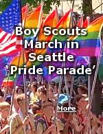 ''Boy Scouts marched in Seattle in a parade celebrating so-called ''Gay Pride Month''. The Scouts led the parade carrying American and rainbow flags, which represent ''LGBTQWTF'' ideology. I can only imagine the new and exciting activities at scout camp this summer.